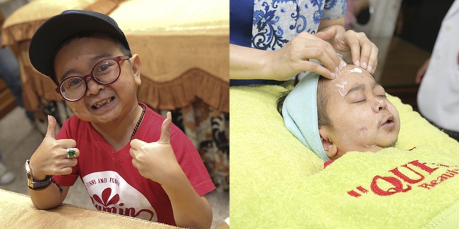 Series of Photos of Daus Mini Doing Facial Treatment Before Wedding