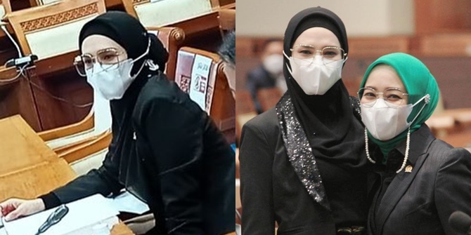 Series of Photos of Mulan Jameela as a Member of the DPR, Attending Plenary Meetings Looking Elegant in Hijab