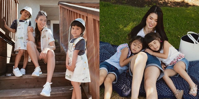 Series of Photos of Hot Mom Pica Priscilla When Taking Care of Her Two Daughters, So Cute Always Matching