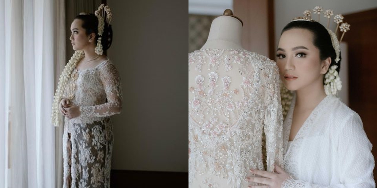 Detail Style of Rachel Amanda at the Wedding Ceremony, So Graceful Wearing a White Embellished Kebaya