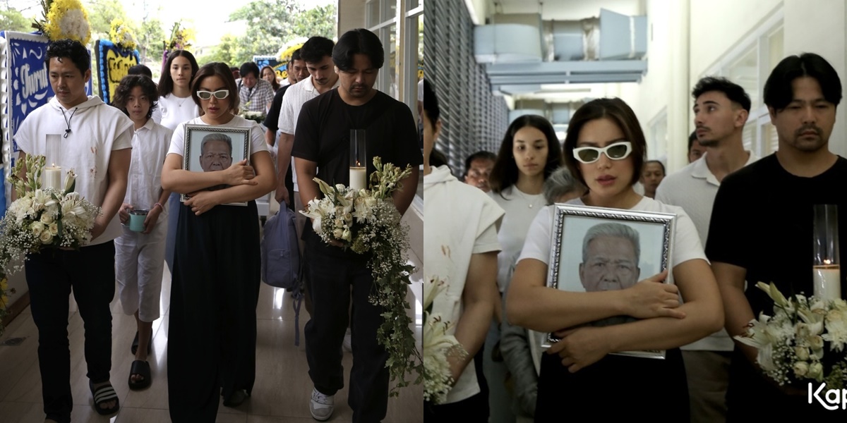 Moments of Jessica Iskandar Escorting Her Father's Body to the Cremation Site, Holding Tight the Photo of the Deceased