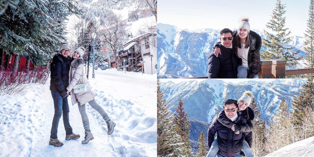 In the Midst of Aspen's Cold Snow, Shandy Aulia and Her Husband are Affectionate