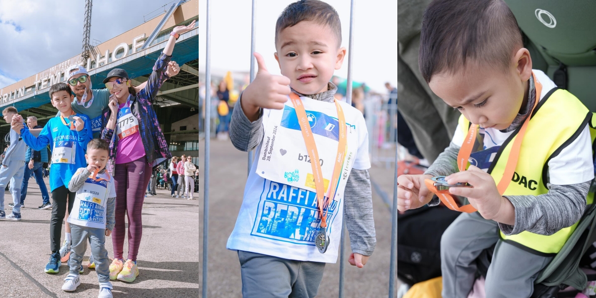 Referred to as the Most Productive Toddler, 10 Photos of Rayyanza, Child of Raffi Ahmad and Nagita Slavina Participating in a Marathon - Medal Biting Pose is Adorable