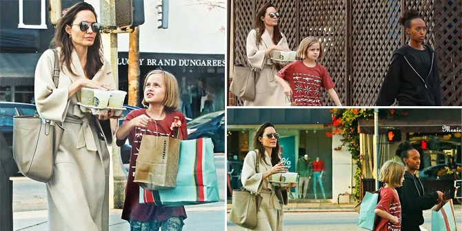 FOTO: Angelina Jolie Tertangkap Belanja Bareng 2 Anak Gadisnya