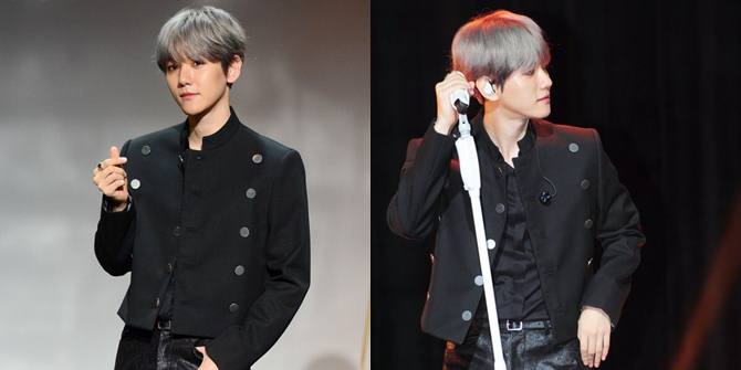 Photo of Baekhyun from EXO at 'CITY LIGHTS' Showcase, Looking Handsome and Nervous