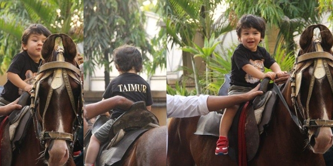 PHOTO Playing, Taimur Ali Khan Laughs Happily Riding a Horse in the Park