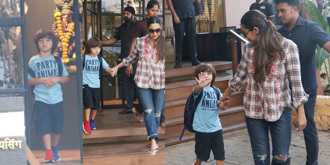 PHOTO Cool! AbRam Khan Relaxed Wearing Different Colored Shoes to School