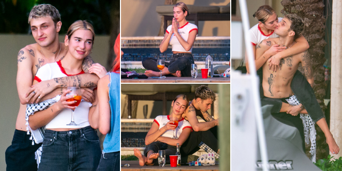 Intimate Photos of Anwar Hadid & Dua Lipa in Miami, Sharing Affectionate Kisses - Cuddling Like Honeymooners