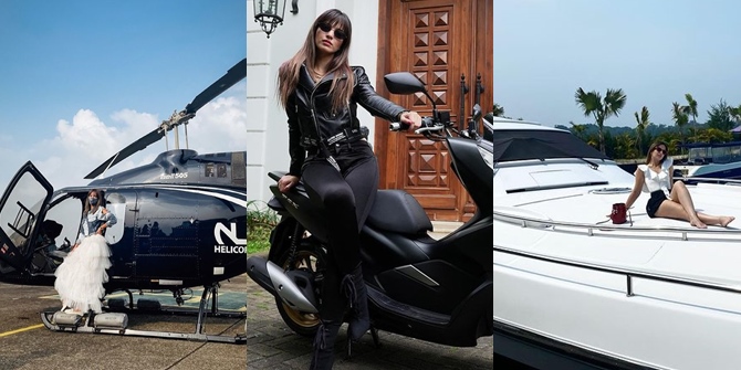 Photos of Nia Ramadhani Riding a Series of Luxury Vehicles: Helicopter, Big Motorbike, and Yacht!