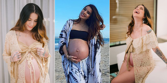 Photos of Sheila Marcia Showing off Her Growing Bare Baby Bump, Beautiful Mom-to-be with Tattoos