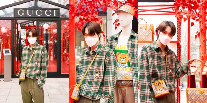 Handsome Photo of Kai from EXO Posing at Gucci Store, Matching Outfit with Mannequin