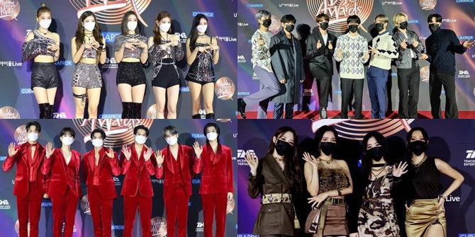Girlgroup and Boygroup Photos on the Red Carpet of GDA 2021, All Wearing Masks, BTS Looks Relaxed But Cool
