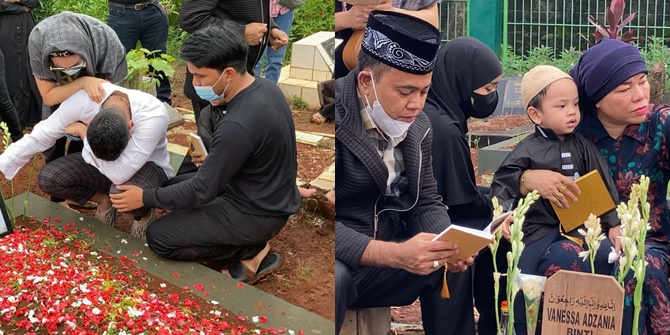 Family Photo of Haji Faisal's Visit to Vanessa Angel and Bibi Ardiansyah's Grave, Thariq Halilintar Joins - Gala Sky's Cuteness Becomes the Highlight