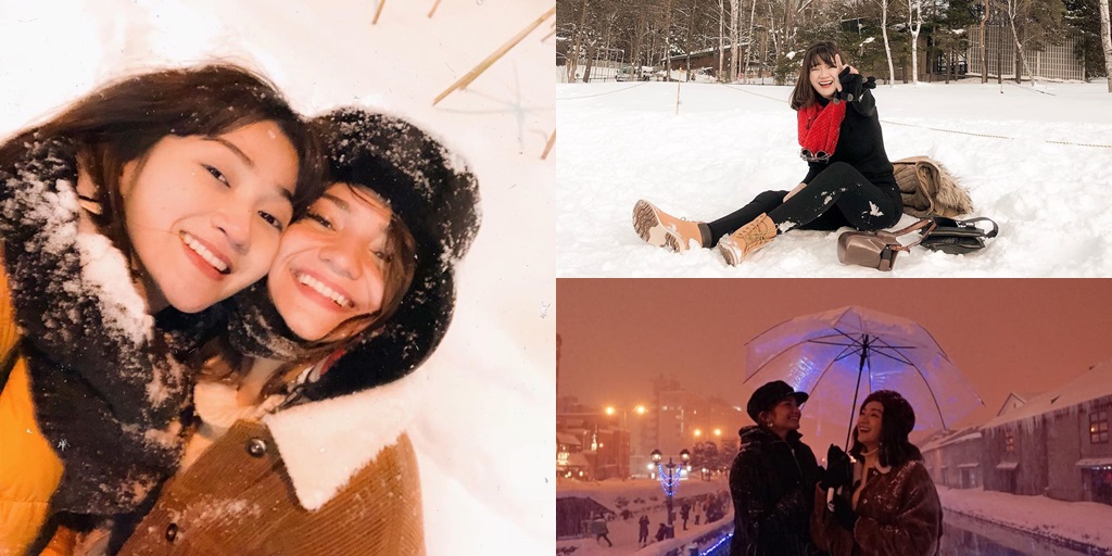 PHOTO: Vacation in Japan, Enzy Storia Playing Snow with Friends