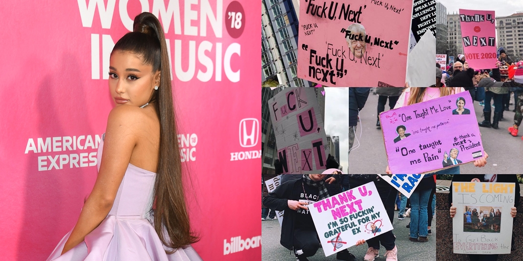 PHOTO Lyrics of Ariana Grande Inspire Women's March 2019