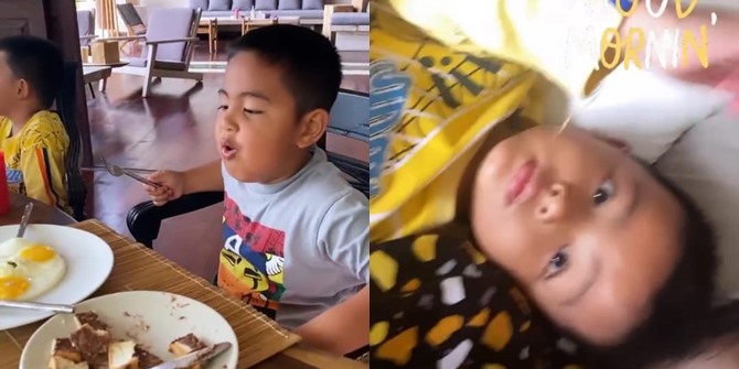 Photo of Nia Ramadhani and Her Two Sons, Forced to Wake Up - Sleepy While Having Breakfast