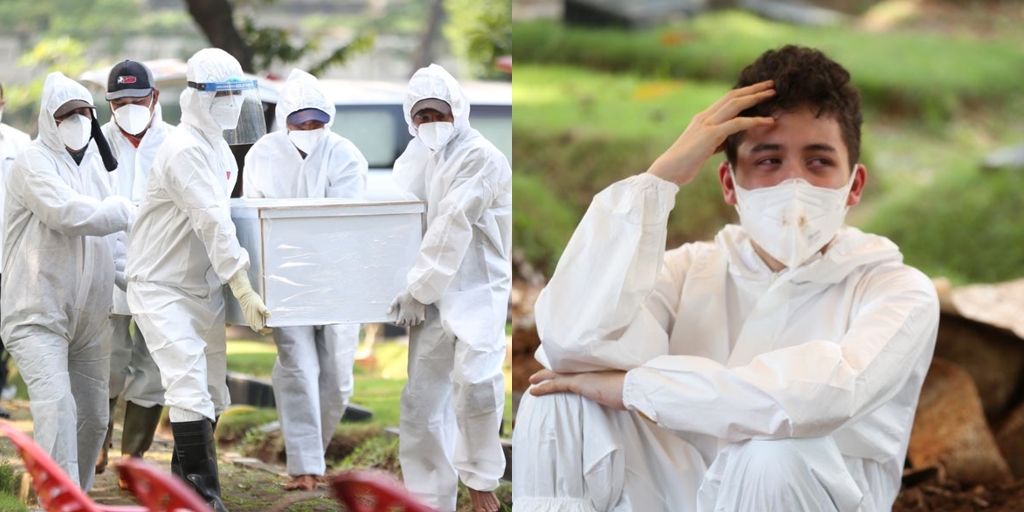 Funeral Photos of Jane Shalimar with Covid-19 Protocol, Tears of Her Child Break When the Body Unites with the Ground