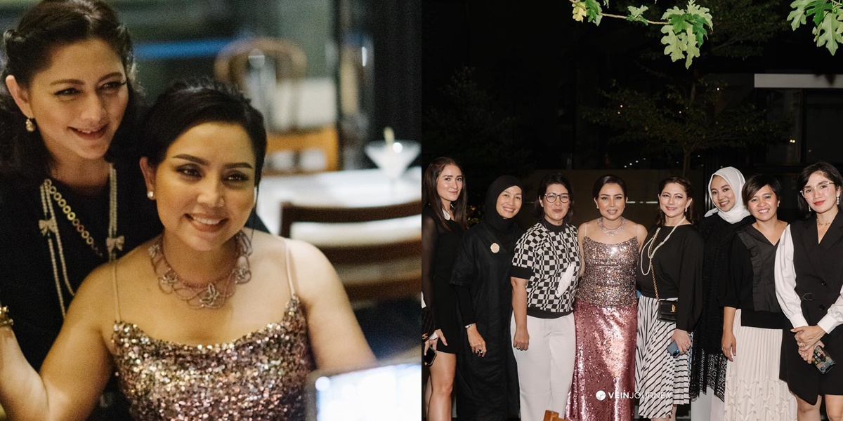 Photo Celebration of Mayangsari's 51st Birthday, Wearing Bling-Bling Dress and Socialite Gang in Black and White