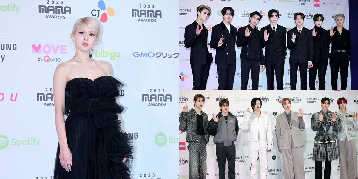 Photo of K-Pop Idols on the Red Carpet at MAMA 2023 Day 1, Jeon Somi Like Black Swan