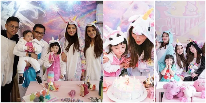 FOTO Pesta Ultah ke-3 Baby Arsy, Seru Bertema Unicorn di Bangkok