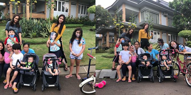 Photo of Rafathar and Cousins ​​Walking Together in the Evening with the Babysitters, Compact Like a Family