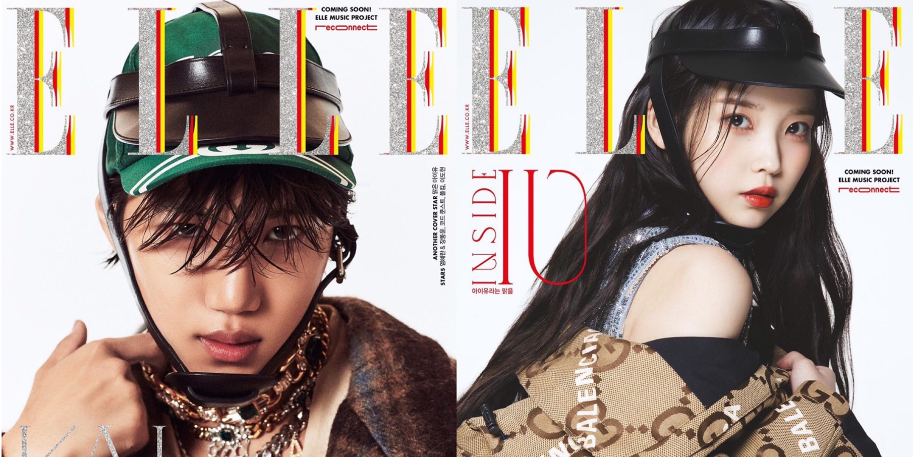 Gucci Gang with Unbelievable Damage, Portraits of IU and Kai EXO Shining on the Cover of ELLE Korea November Magazine