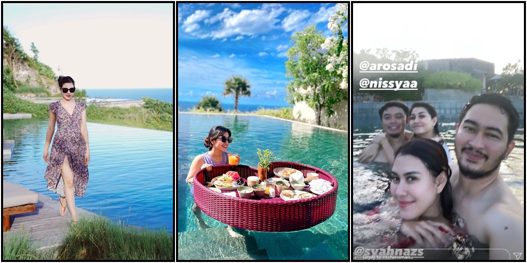 Sneak Peek at 9 Moments of Syahnaz and Nisya Ahmad's Vacation in the Island of the Gods, Double Date - Enjoy Beautiful Beachside Resort