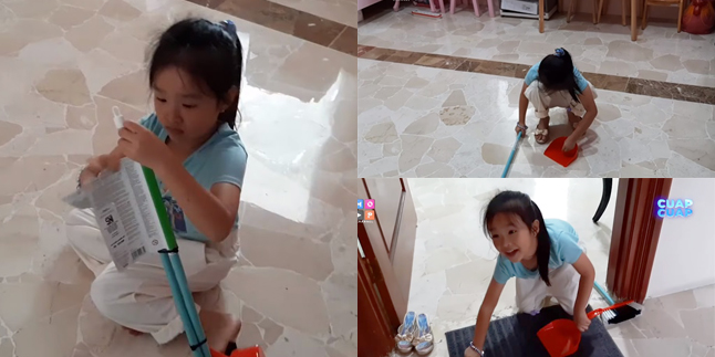 Being a Diligent Child, Here are 8 Portraits of Thalia, the Child of Ruben Onsu and Sarwendah Cleaning the House