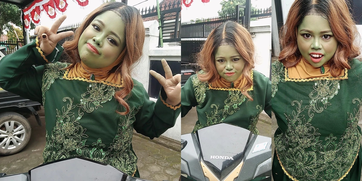 Kekeyi Opens Hijab and Wears All Green Makeup, Called Similar to Viona, Shrek's Wife, and Buto Ijo