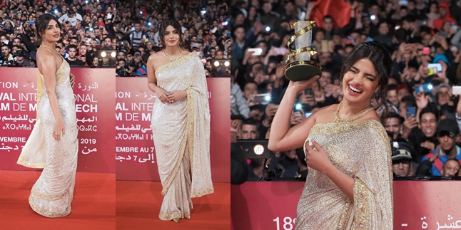 Wear Gold Sari, Priyanka Chopra Stunning and Shining in Morocco