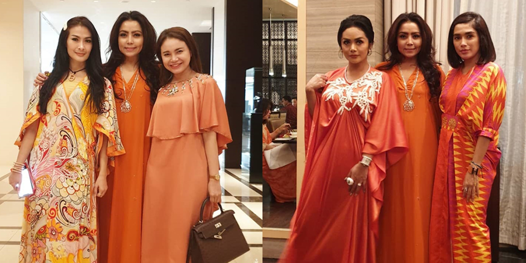 Compactly Dressed in Orange, Here's a Portrait of Mayangsari During Iftar