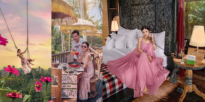 Vacation in Ubud, Jamie Chua Swings and Strikes a Hot Pose in the Bathtub