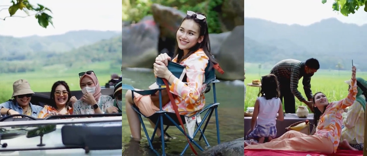 Vacation in Yogyakarta, 14 Photos of Ayu Ting Ting Having Fun at the River and Eating by the Rice Field