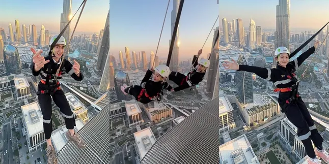 More Romantic, 11 Photos of Verrell Bramasta and Natasha Wilona Swinging in a Skyscraper Building Together - Holding Hands Afraid of Heights