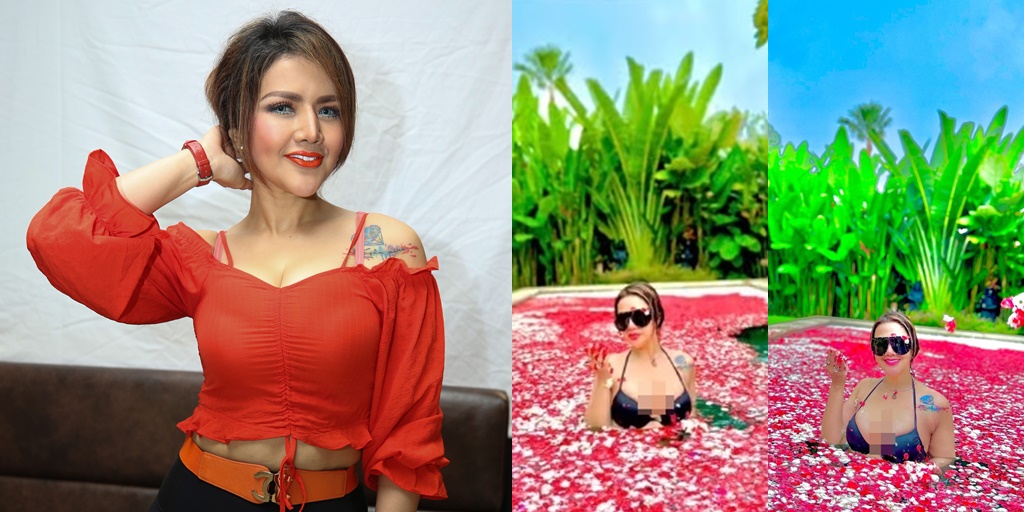 Swimming in the Pool, Peek at 9 Portraits of Barbie Kumalasari Looking Sexy and Hot Wearing a Bikini and Showing a Tattoo on Her Chest