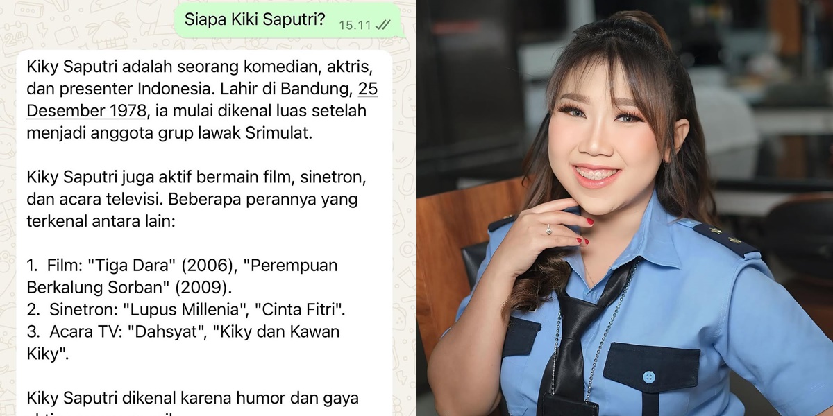 Kiky Saputri's Emotional Moment Asking Meta AI on WhatsApp, The Answer is Hilarious Beyond Reason 