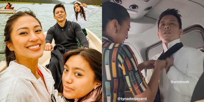 Sweet Moment of Ariel NOAH and Tyna Dwi Jayanti, Tying Ties Together Called Happy Family When Riding a Boat Together