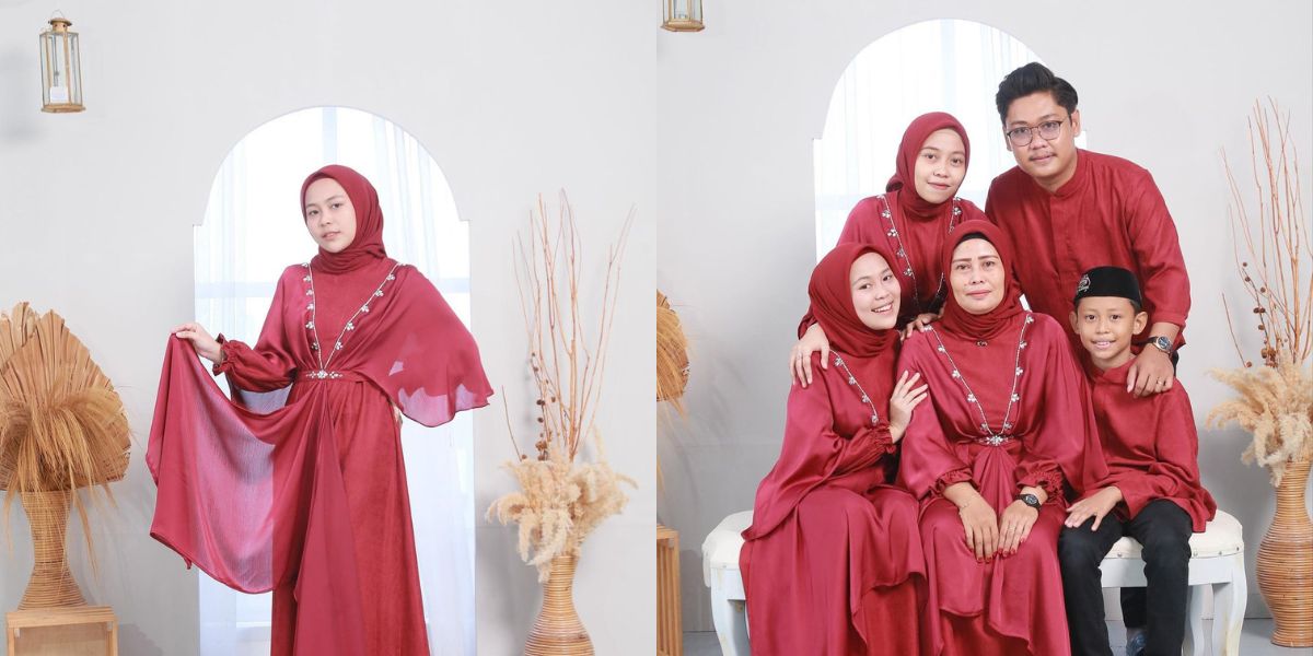Adorable Moment of Selfi LIDA on the Journey - Dare to be Different with Her Family's Lebaran Outfit Selfi LIDA doesn't Follow the Trending Colors This Year 