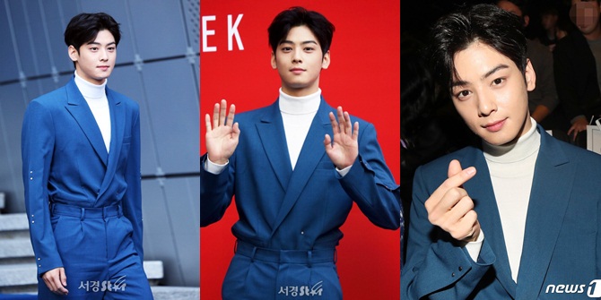 Wearing Blue and White, Cha Eunwoo Charms at Seoul Fashion Week