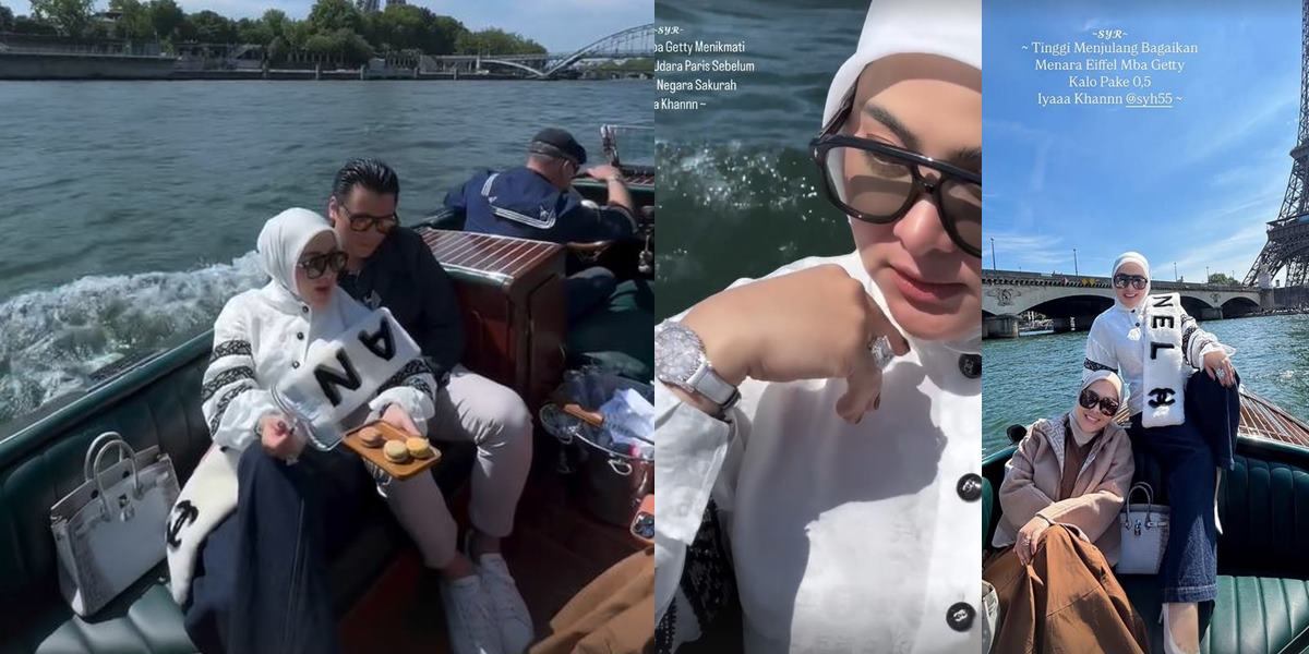 Wearing a Giant Diamond Ring, A Portrait of Syahrini on a Boat Exploring the River in Paris - Total Outfit Price in the Billions