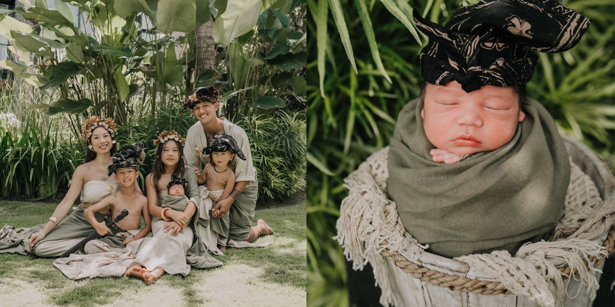 Latest Photoshoot of Jennifer Bachdim's Family with Baby No. 4, Wearing Matching Bali-themed Outfits