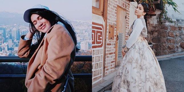 The Beautiful Charm of Dea Annisa Wearing Hanbok While Sightseeing in Korea