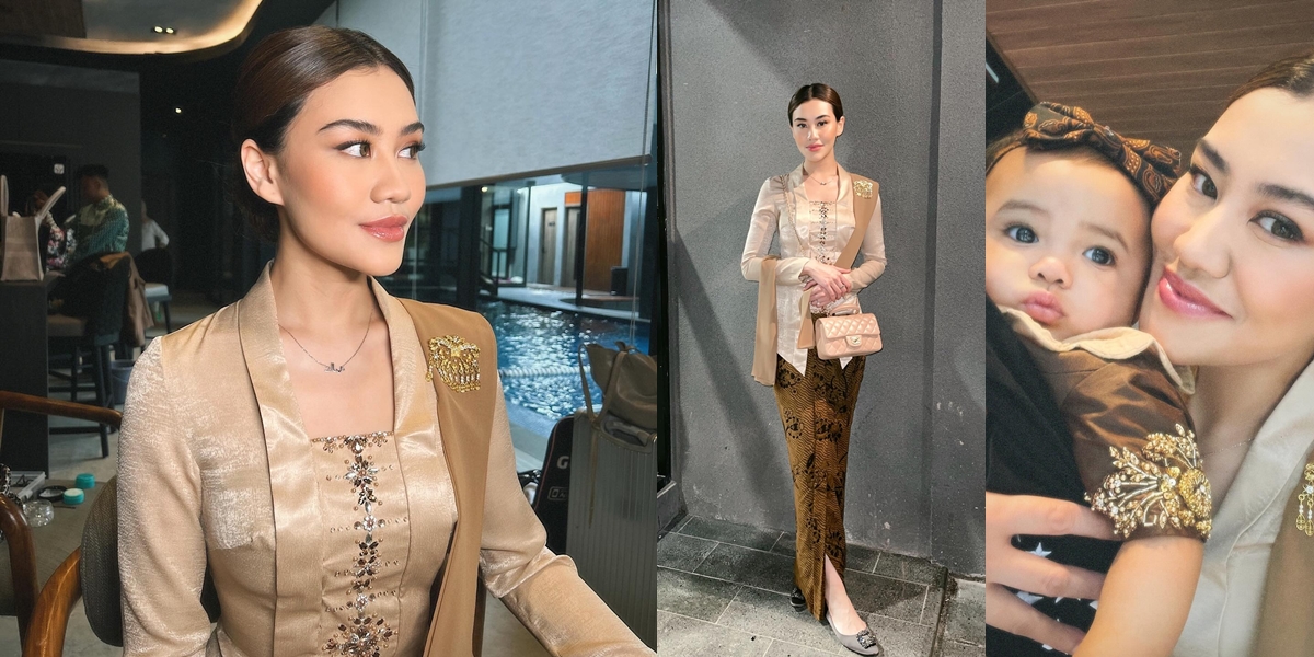 Portrait of Aaliyah Massaid at the Tedak Siten Azura Aurel-Atta's Child Event, Beautiful in Traditional Kebaya - Harmonious with Haji Thariq Halilintar