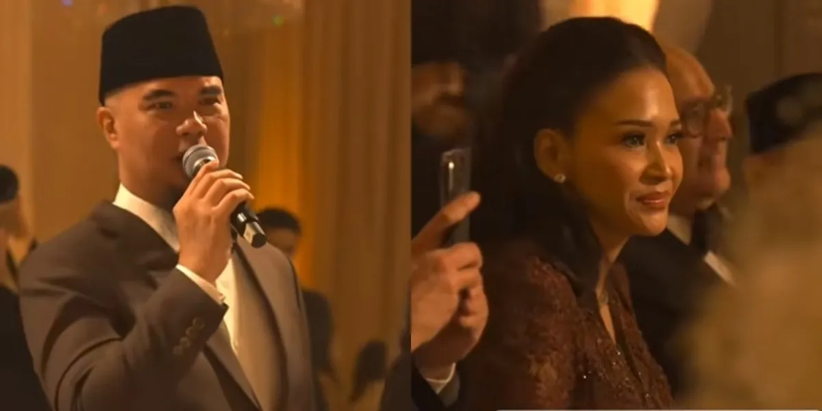 Portrait of Ahmad Dhani Giving a Speech at Al Ghazali's Wedding, Expressing Joy for Maia Estianty for Finding a Better Husband
