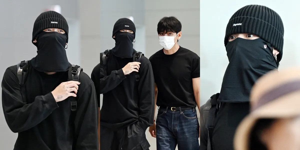 Unique Airport Fashion Portraits of Jungkook BTS, Departing to LA with V