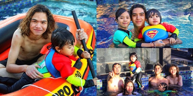 Portrait of Al El Dul Swimming with Ahmad Dhani and Mulan Jameela's Children