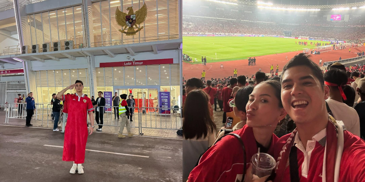 7 Photos of Al Ghazali's Unique Appearance While Watching the National Team at GBK, Wearing a Jersey Shaped Like a Gamis While Takbiran