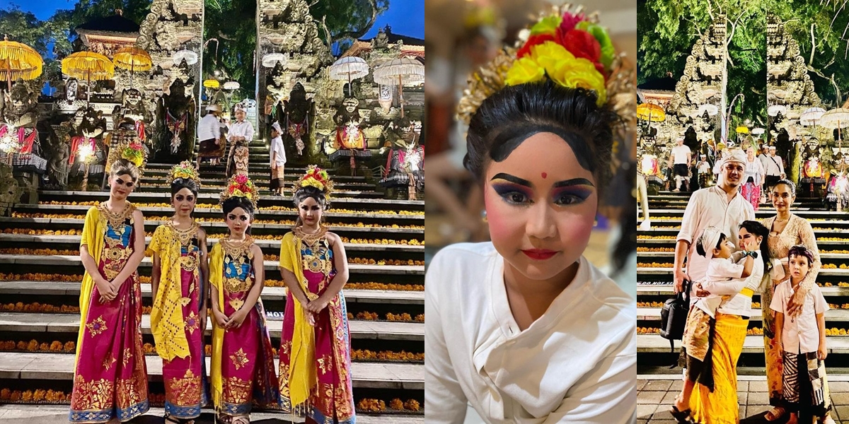 Portrait of Happy Salma's Smart Dancing Bali Daughter at Her Father's Traditional Event, Intentionally Introduced to Culture Since Early Childhood