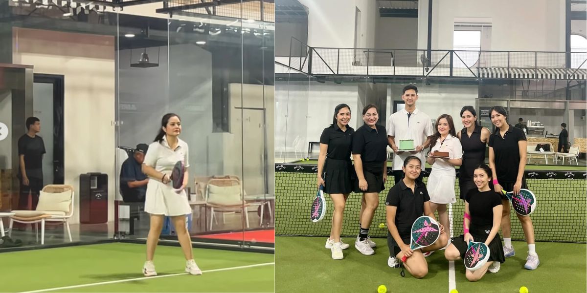 Fun Portrait of Tasya Kamila Playing Padel with Friends While Celebrating Her Birthday