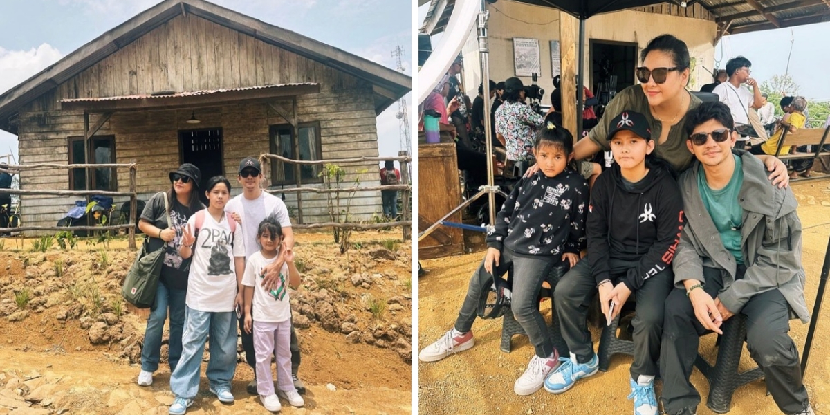 Portrait of Audy Item and Her Two Children Present at the Filming Location, Giving Support to Iko Uwais